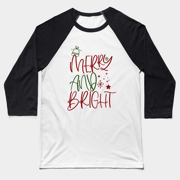 merry and bright christmas happy kids holidays Baseball T-Shirt by chakibium